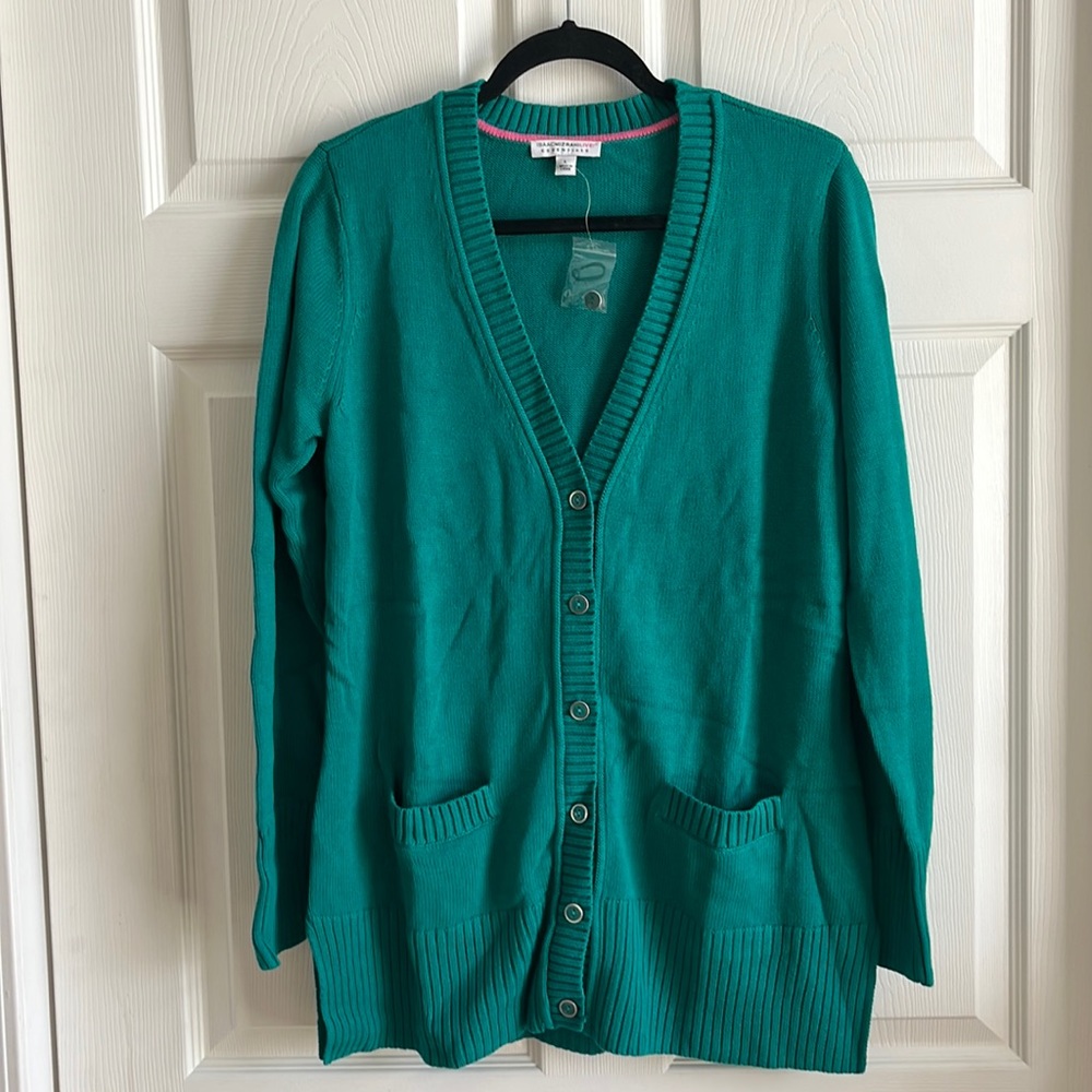 NWOT Isaac Mizrahi Live Green Cardigan / SZ L